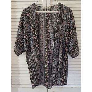 Liberty Love Open-Front Cardigan Ditsy Floral Pattern Size M